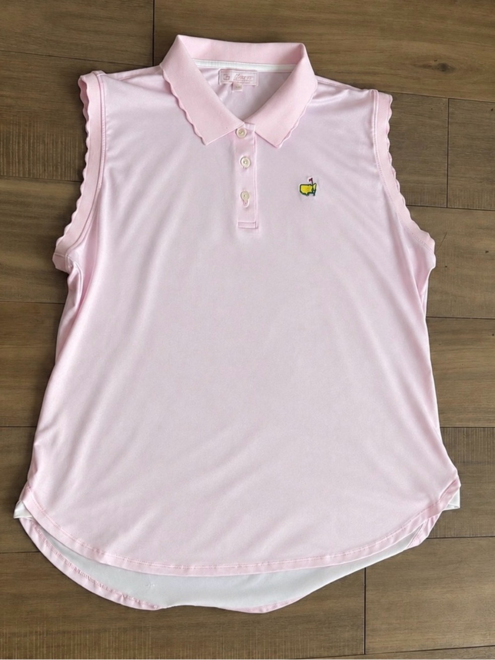 Women’s Masters Peter Millar Golf Polo Pink Sleeveless Scalloped Trim XL